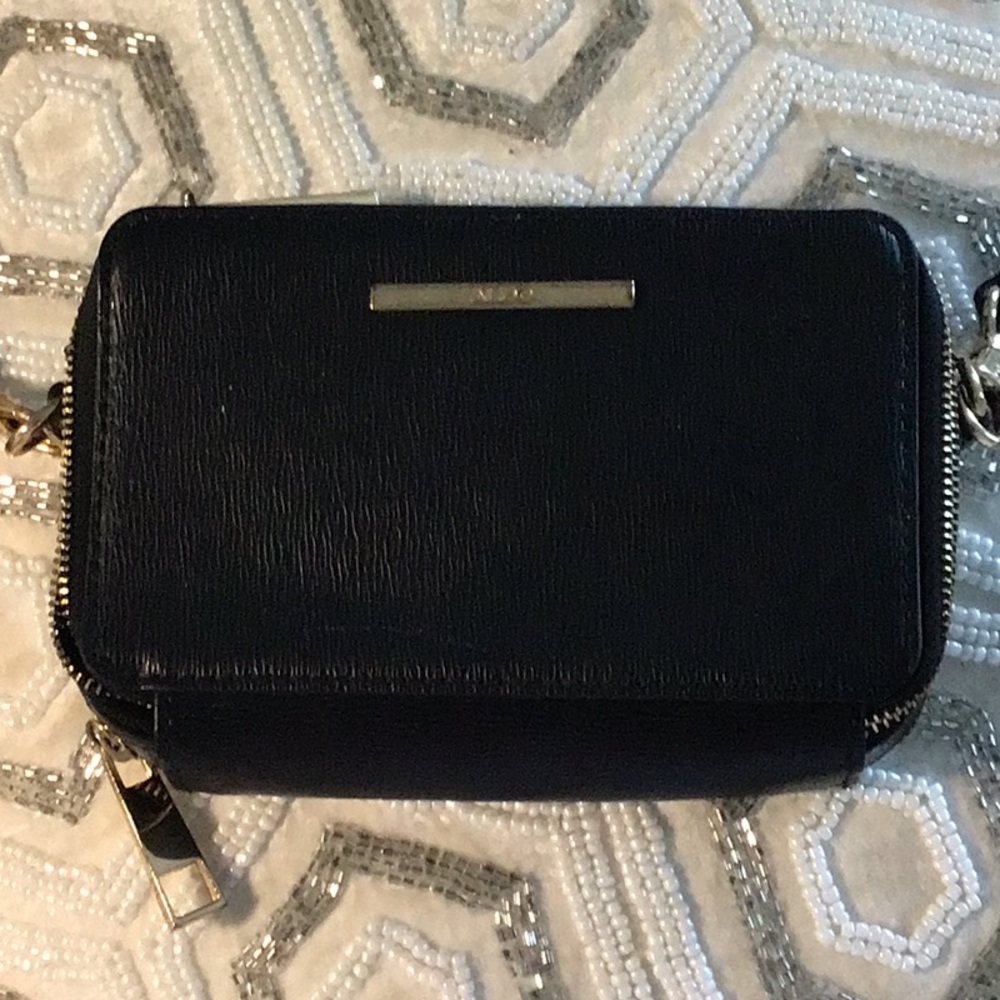 Aldo Black Clutch Elegant Structured Design